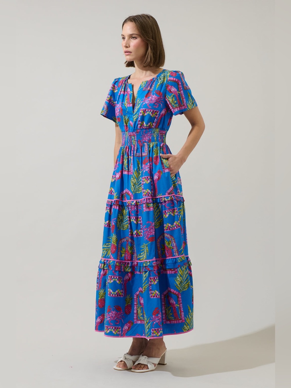 SugarLips Bally Tropical Ernie Tiered Maxi Dress M new - Picture 6 of 7